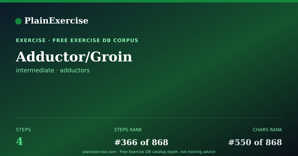 Shareable card for Adductor/Groin: how to, muscles, variations | PlainExercise