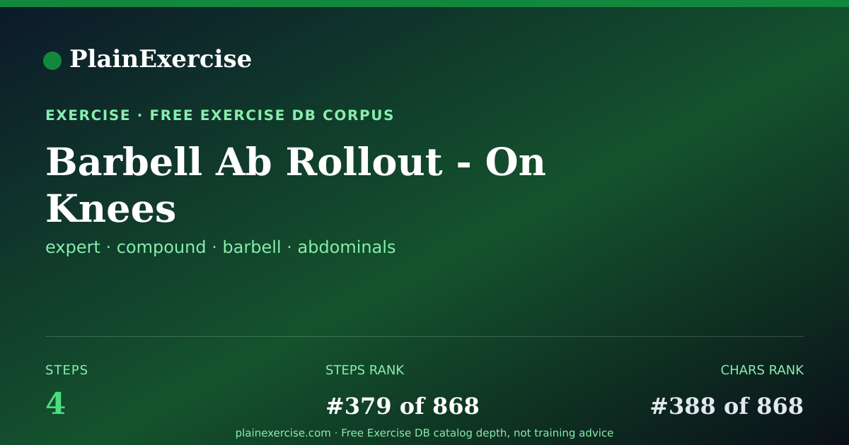 Shareable card for Barbell Ab Rollout - On Knees guide | PlainExercise
