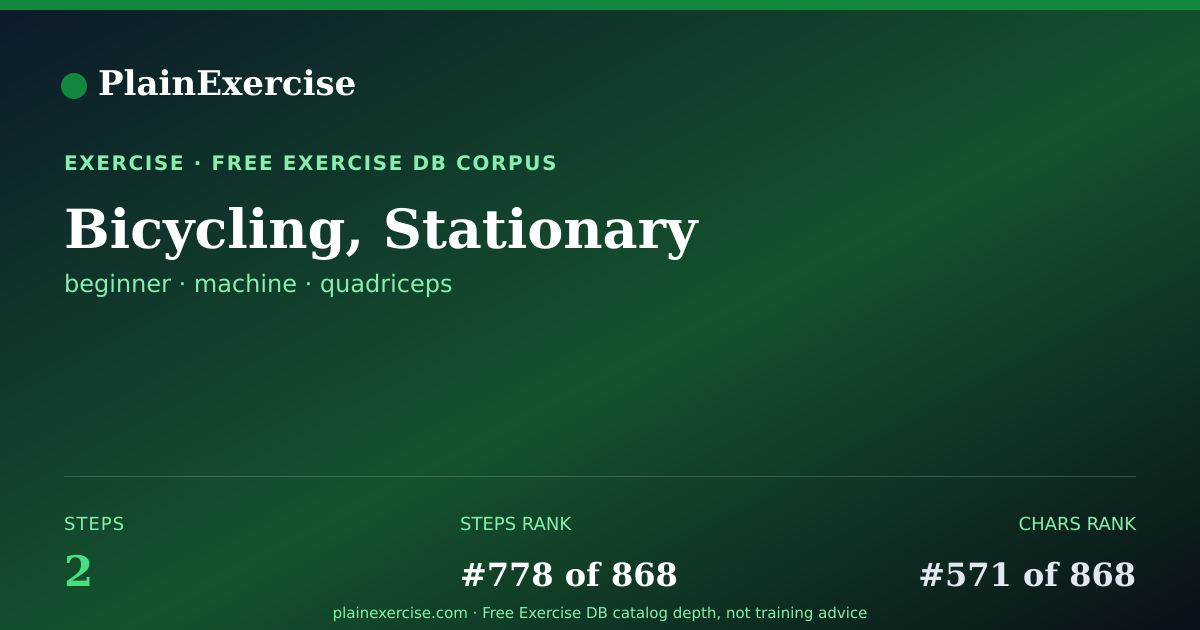 Shareable card for Bicycling, Stationary guide | PlainExercise