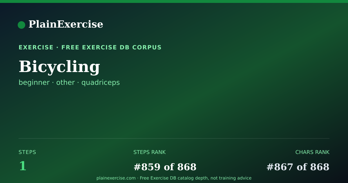 Shareable card for Bicycling: how to, muscles, variations | PlainExercise