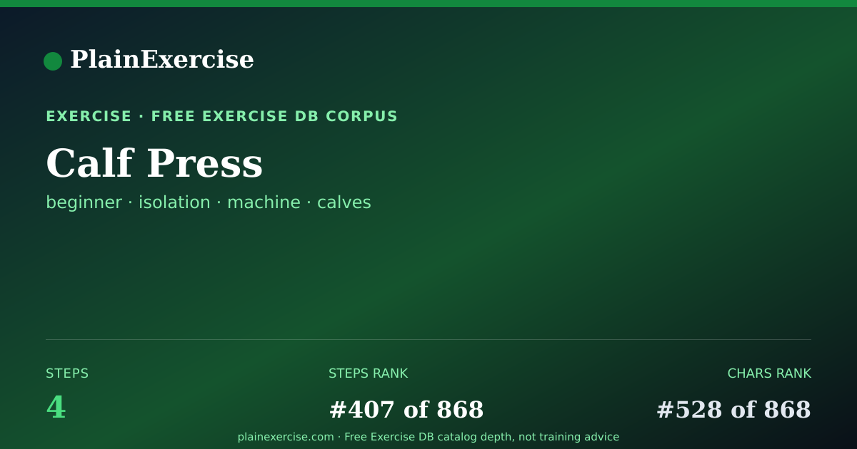 Shareable card for Calf Press: how to, muscles, variations | PlainExercise