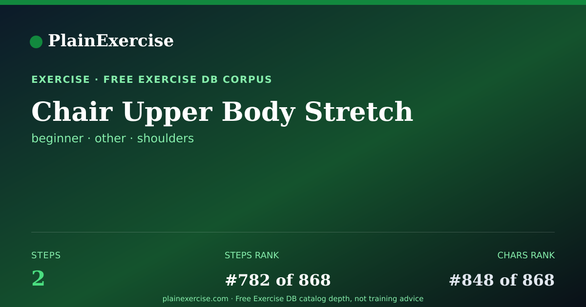 Shareable card for Chair Upper Body Stretch guide | PlainExercise