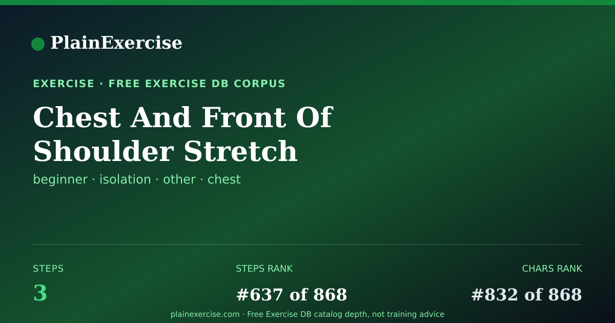 Shareable card for Chest And Front Of Shoulder Stretch guide | PlainExercise
