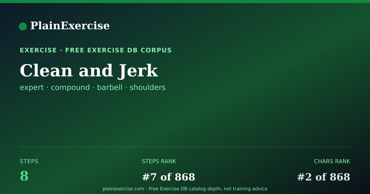 Shareable card for Clean and Jerk: how to, muscles, variations | PlainExercise