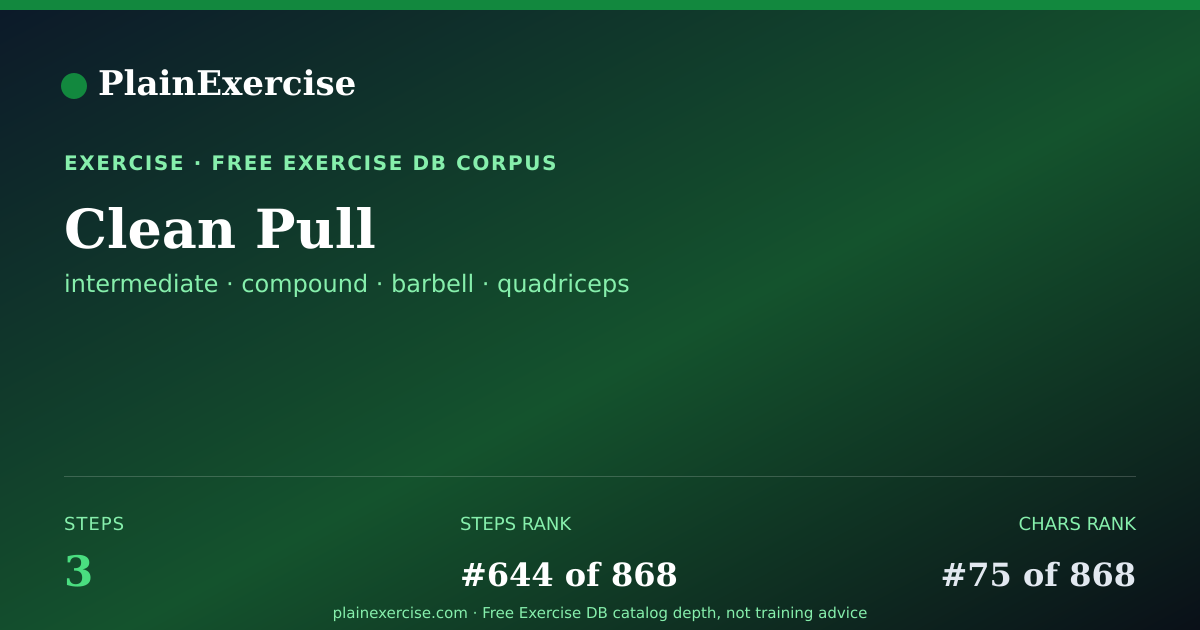 Shareable card for Clean Pull: how to, muscles, variations | PlainExercise