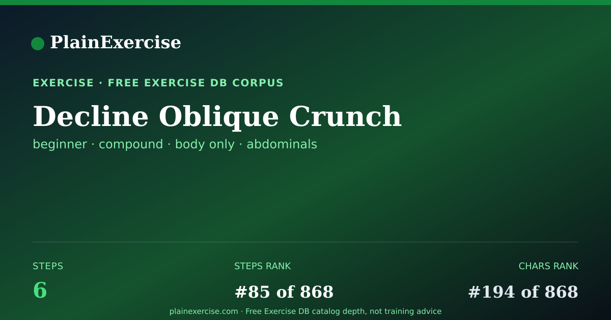 Shareable card for Decline Oblique Crunch guide | PlainExercise
