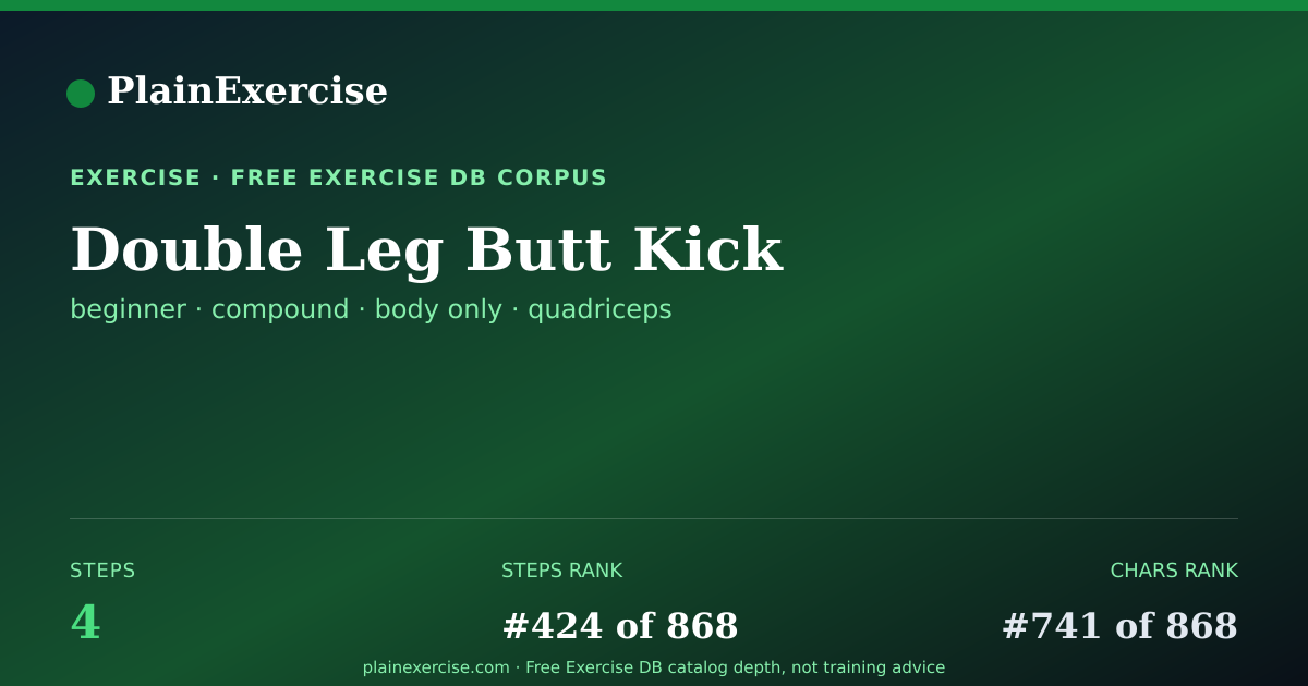 Shareable card for Double Leg Butt Kick guide | PlainExercise