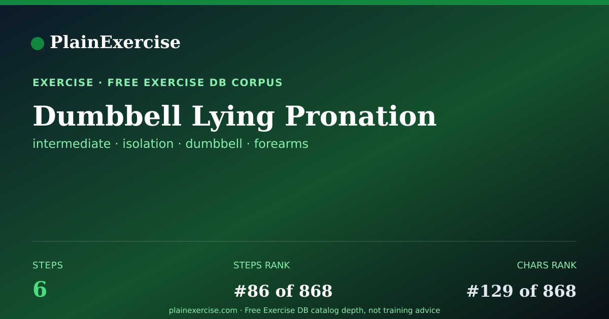 Shareable card for Dumbbell Lying Pronation guide | PlainExercise