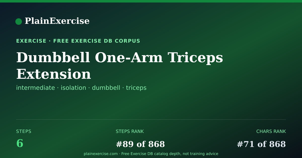 Shareable card for Dumbbell One-Arm Triceps Extension guide | PlainExercise