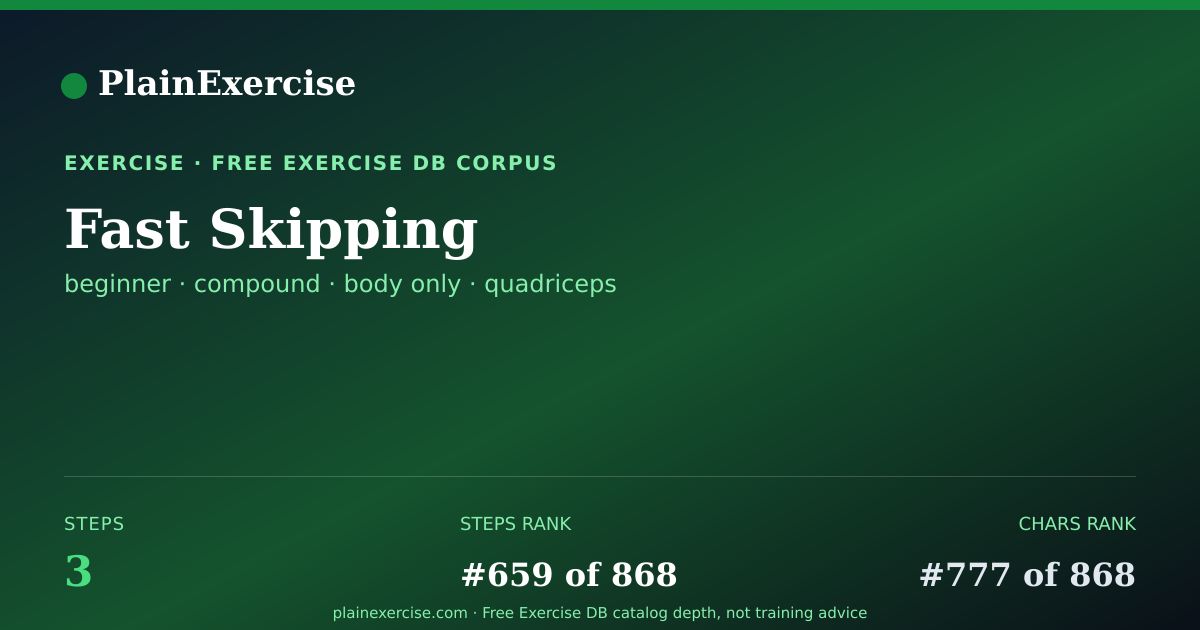 Shareable card for Fast Skipping: how to, muscles, variations | PlainExercise
