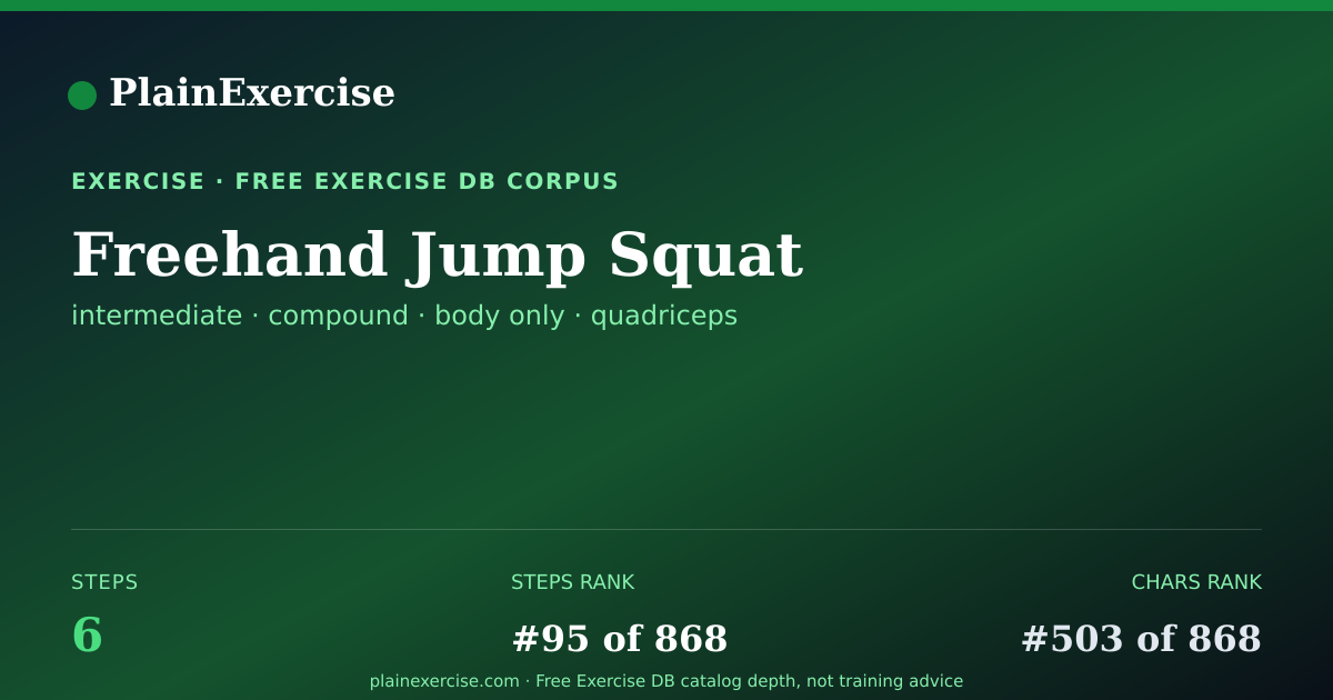 Shareable card for Freehand Jump Squat guide | PlainExercise
