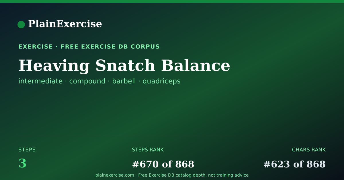 Shareable card for Heaving Snatch Balance guide | PlainExercise