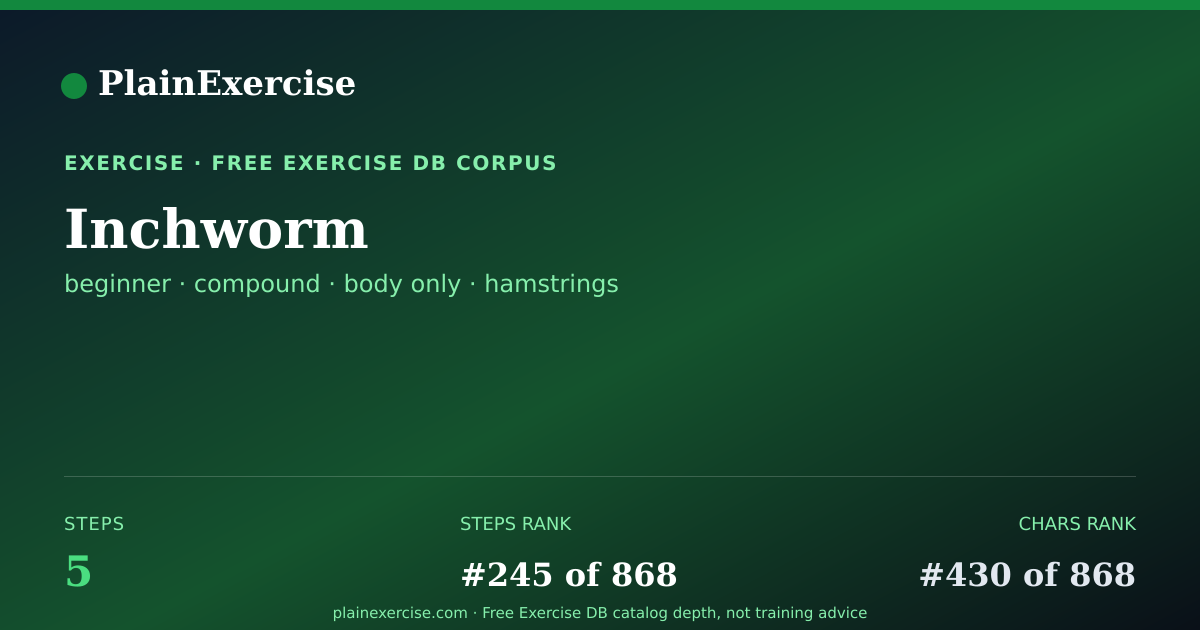 Shareable card for Inchworm: how to, muscles, variations | PlainExercise