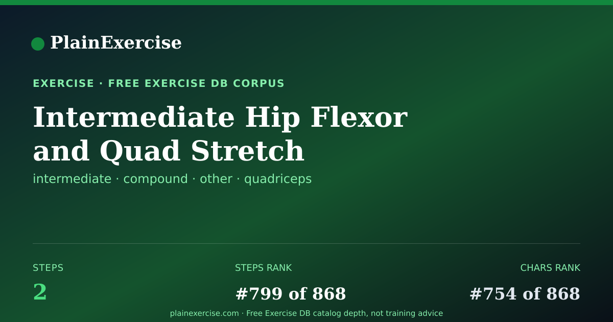 Shareable card for Intermediate Hip Flexor and Quad Stretch | PlainExercise