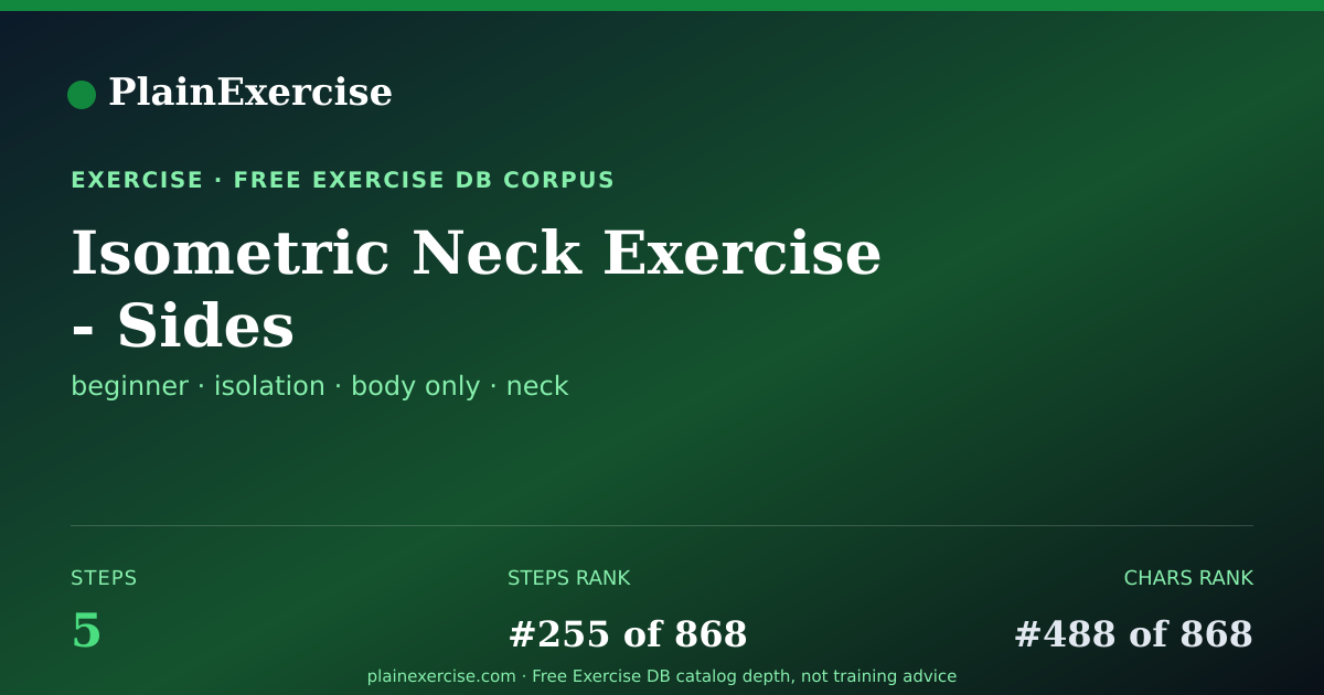 Shareable card for Isometric Neck Exercise - Sides guide | PlainExercise