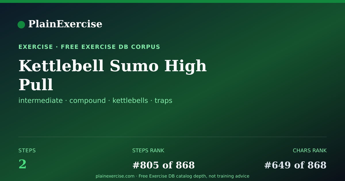 Shareable card for Kettlebell Sumo High Pull guide | PlainExercise