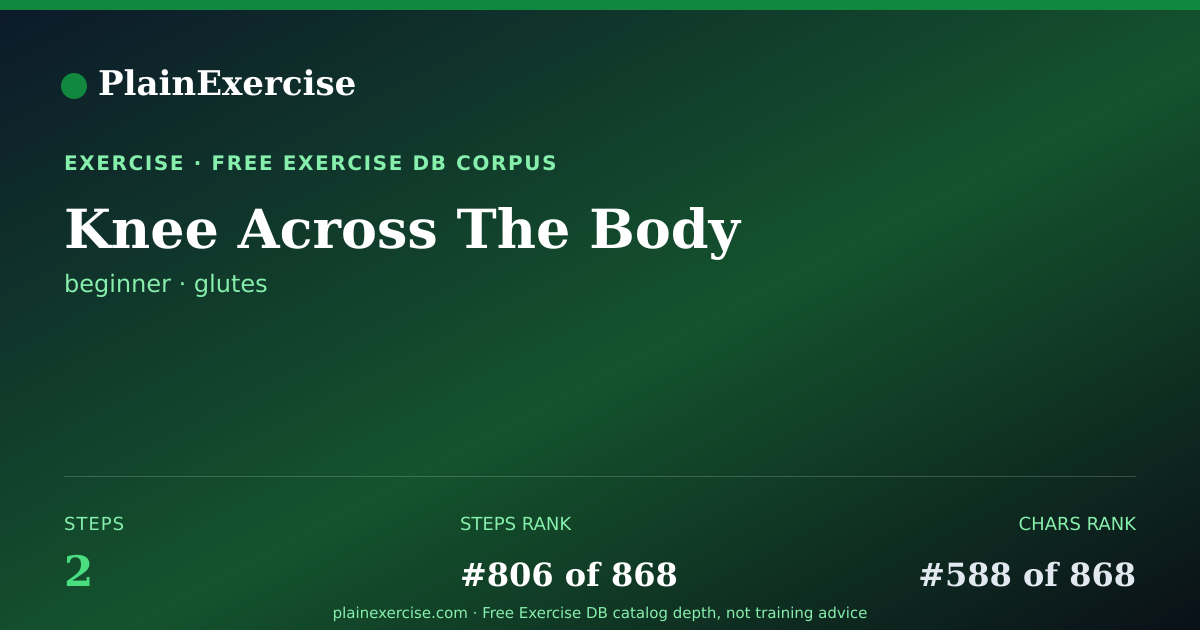 Shareable card for Knee Across The Body guide | PlainExercise