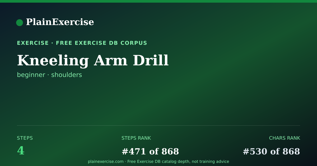 Shareable card for Kneeling Arm Drill guide | PlainExercise