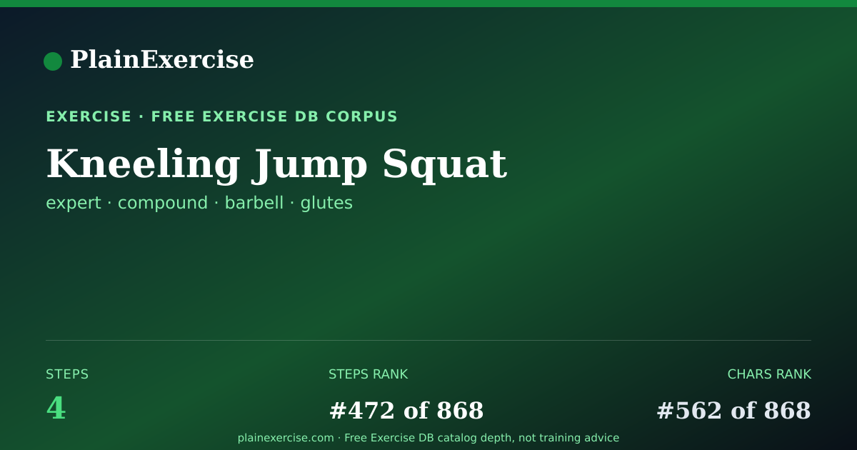 Shareable card for Kneeling Jump Squat guide | PlainExercise