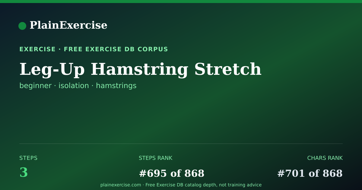 Shareable card for Leg-Up Hamstring Stretch guide | PlainExercise