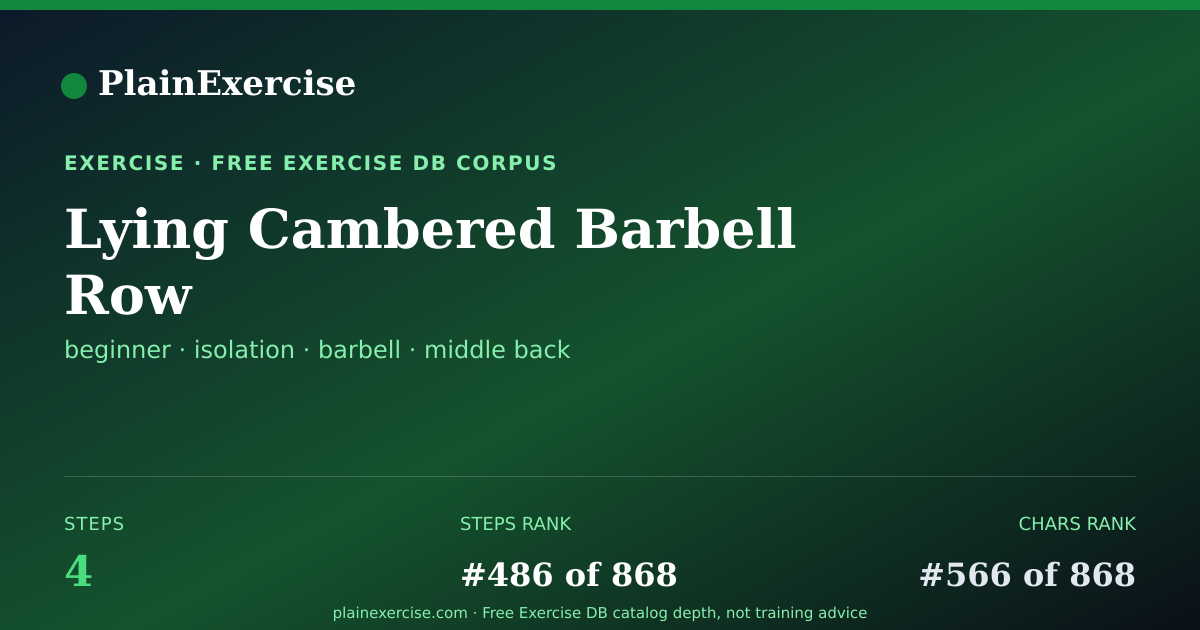 Shareable card for Lying Cambered Barbell Row guide | PlainExercise