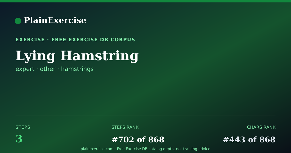 Shareable card for Lying Hamstring: how to, muscles, variations | PlainExercise
