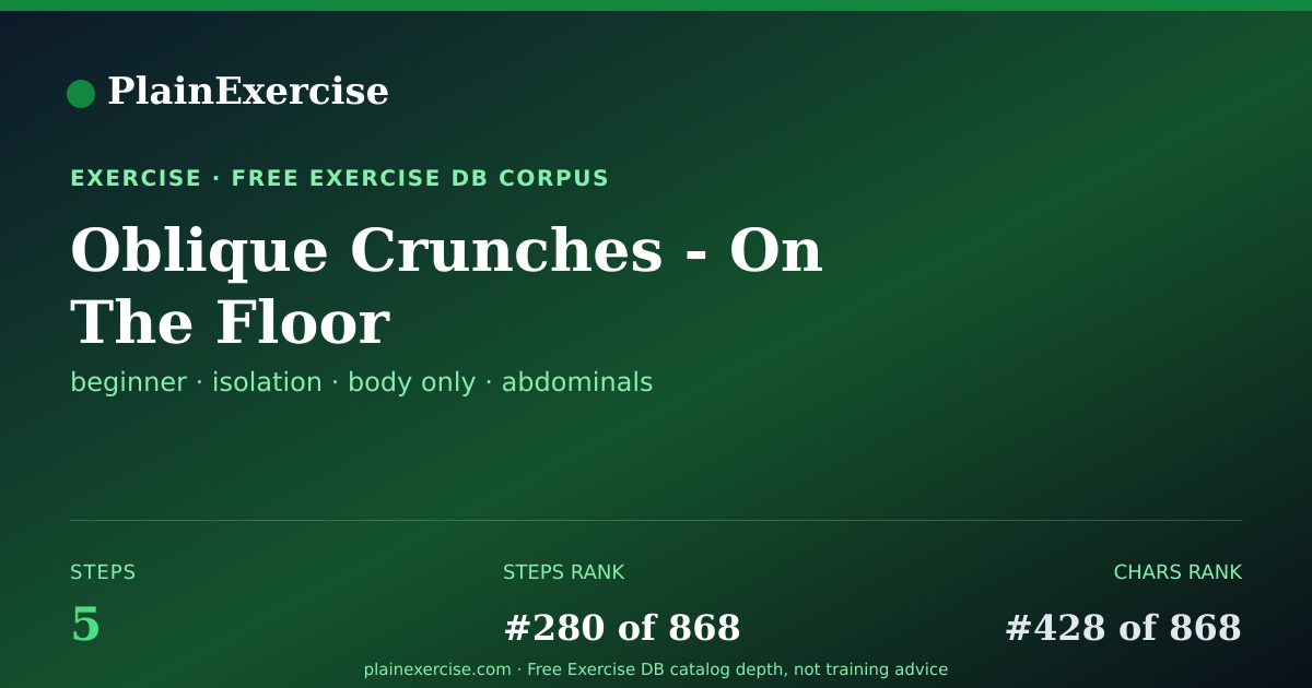 Shareable card for Oblique Crunches - On The Floor guide | PlainExercise