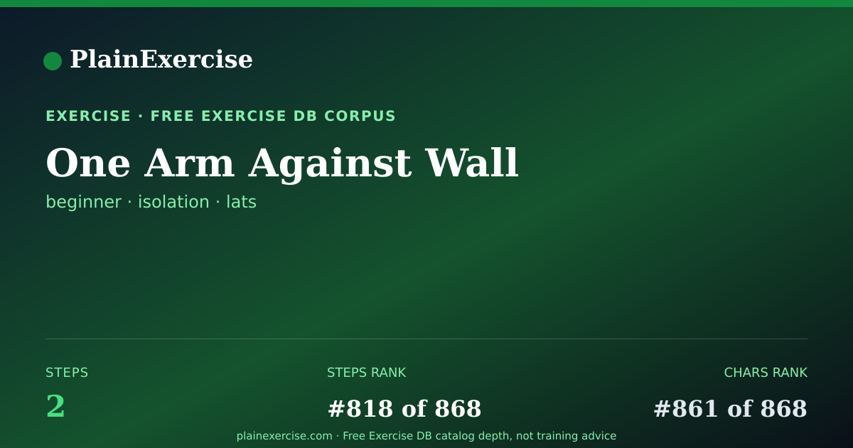 Shareable card for One Arm Against Wall guide | PlainExercise