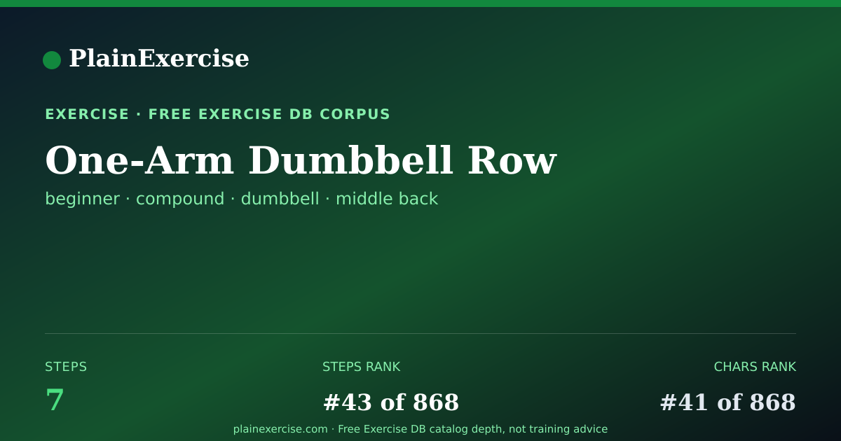 Shareable card for One-Arm Dumbbell Row guide | PlainExercise