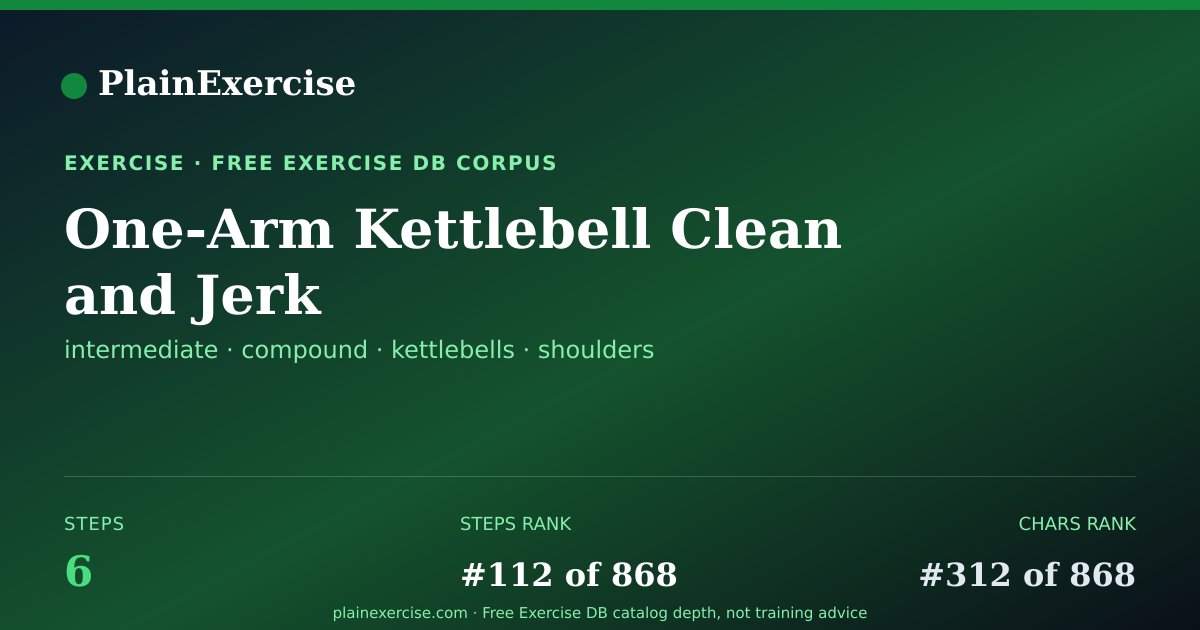 Shareable card for One-Arm Kettlebell Clean and Jerk guide | PlainExercise