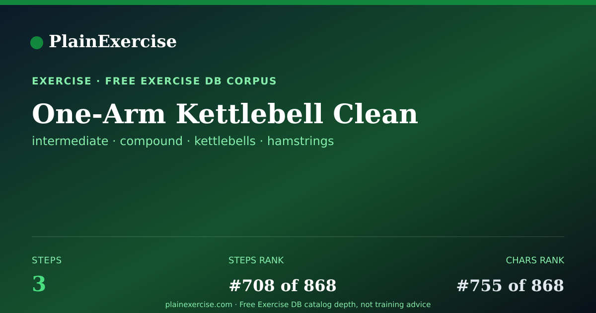 Shareable card for One-Arm Kettlebell Clean guide | PlainExercise