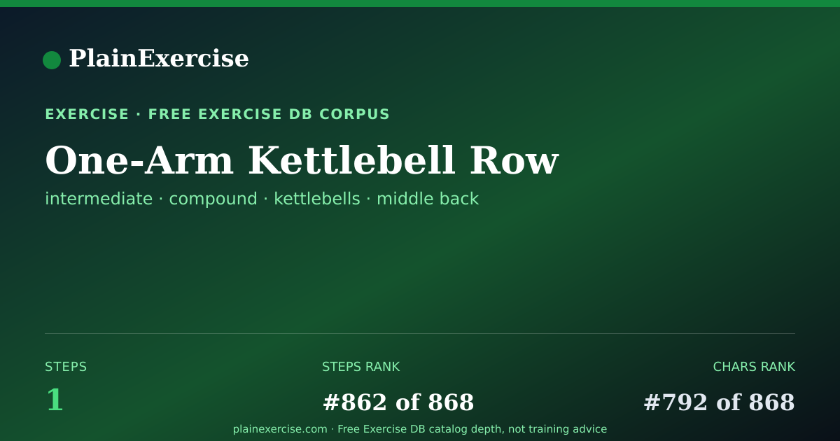 Shareable card for One-Arm Kettlebell Row guide | PlainExercise
