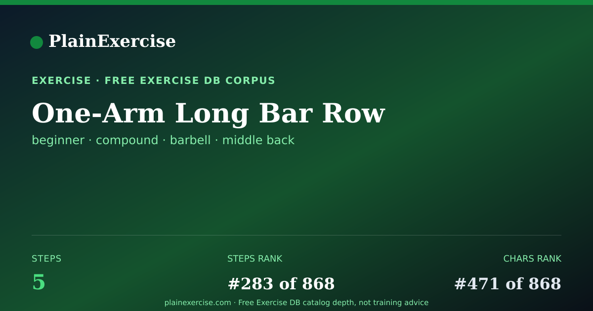 Shareable card for One-Arm Long Bar Row guide | PlainExercise