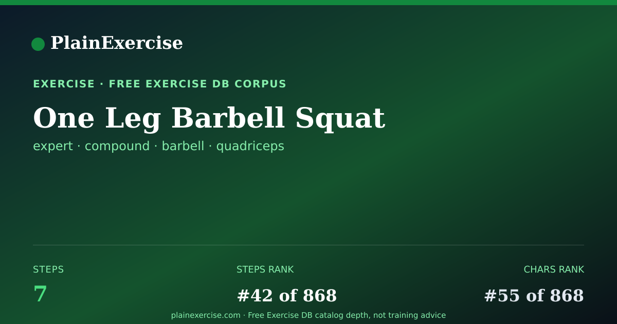 Shareable card for One Leg Barbell Squat guide | PlainExercise