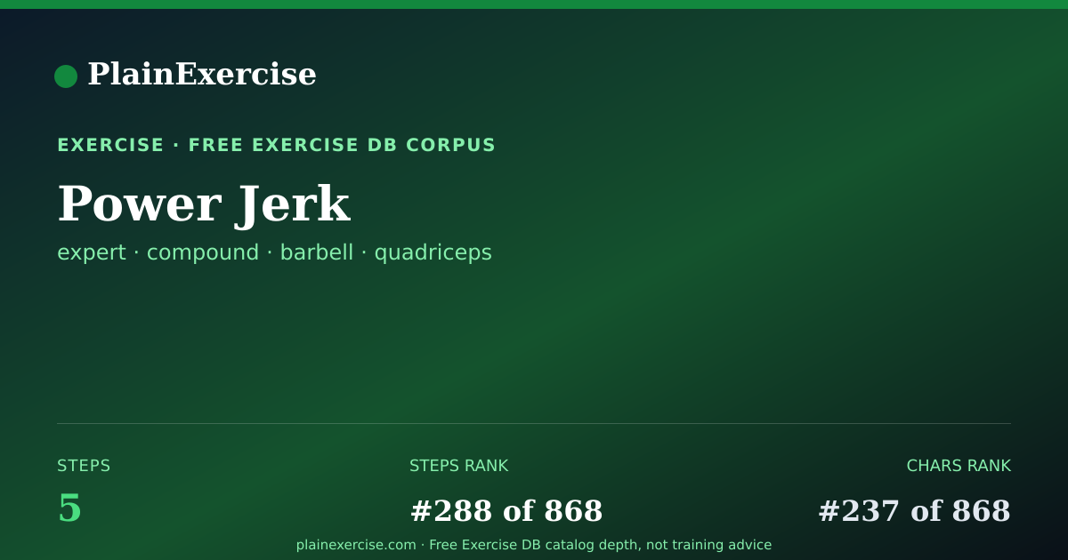 Shareable card for Power Jerk: how to, muscles, variations | PlainExercise