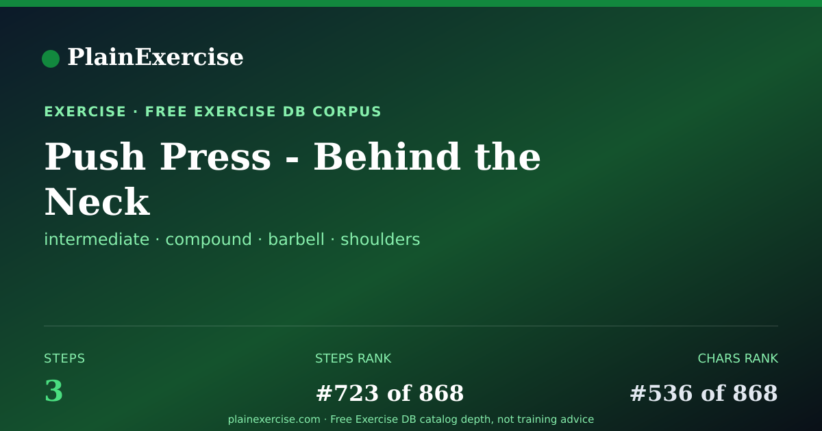 Shareable card for Push Press - Behind the Neck guide | PlainExercise