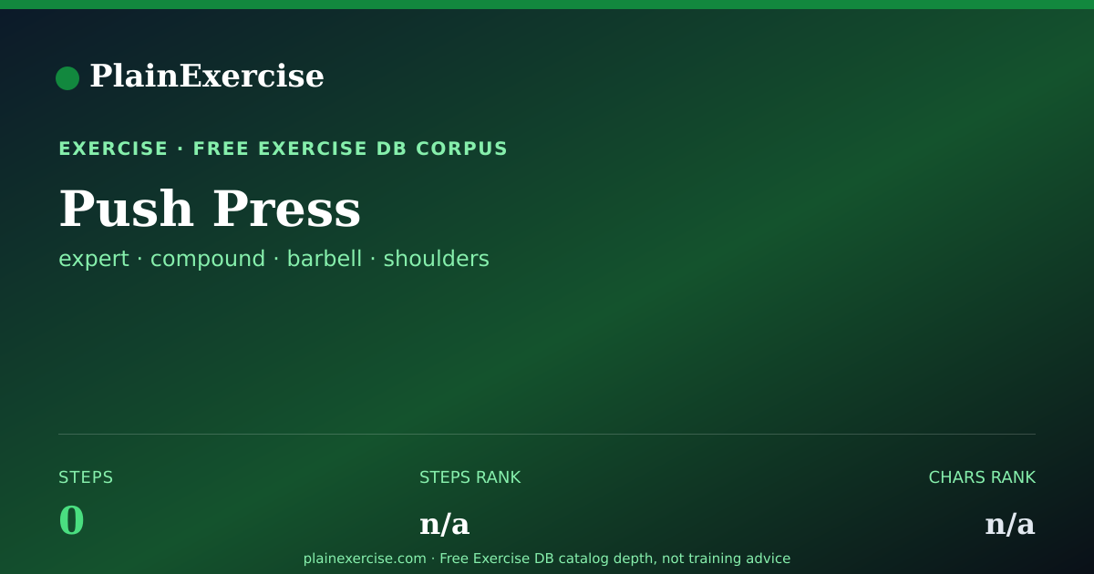 Shareable card for Push Press: how to, muscles, variations | PlainExercise