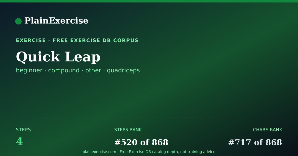 Shareable card for Quick Leap: how to, muscles, variations | PlainExercise