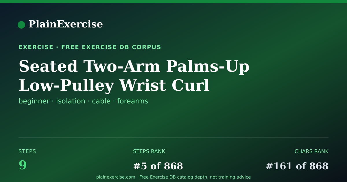 Shareable card for Seated Two-Arm Palms-Up Low-Pulley Wrist Cu… | PlainExercise
