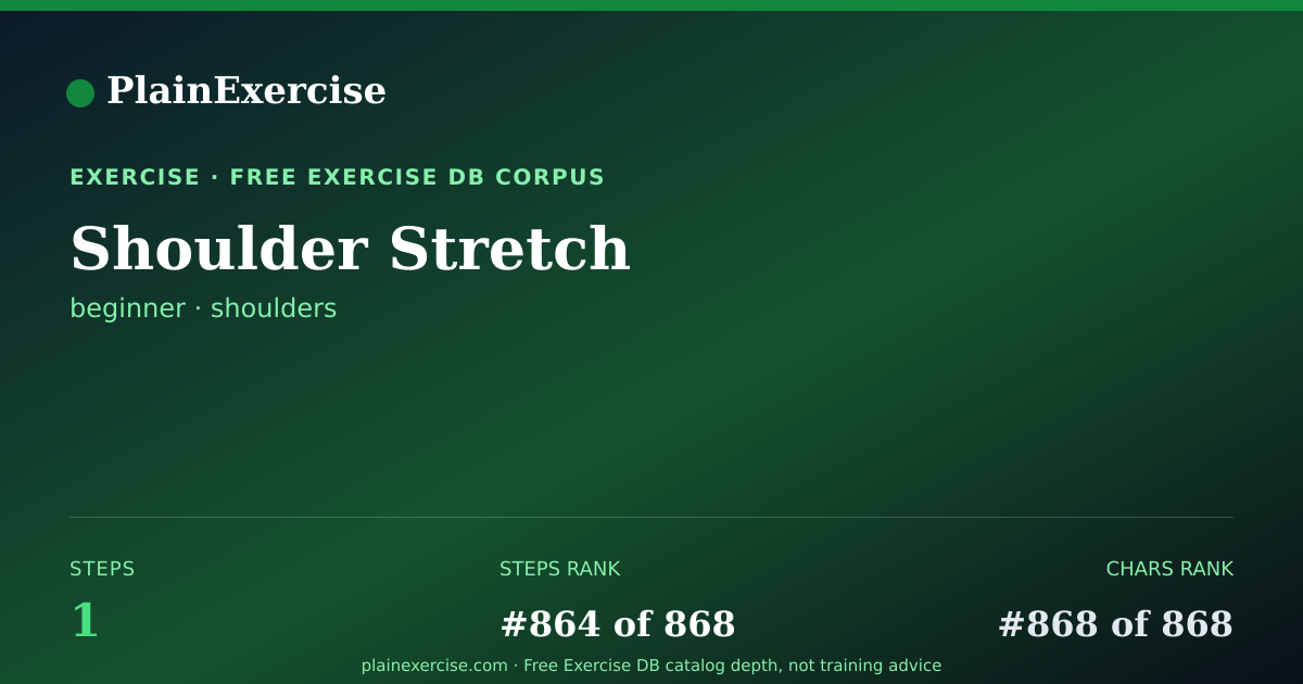 Shareable card for Shoulder Stretch: how to and muscles worked | PlainExercise