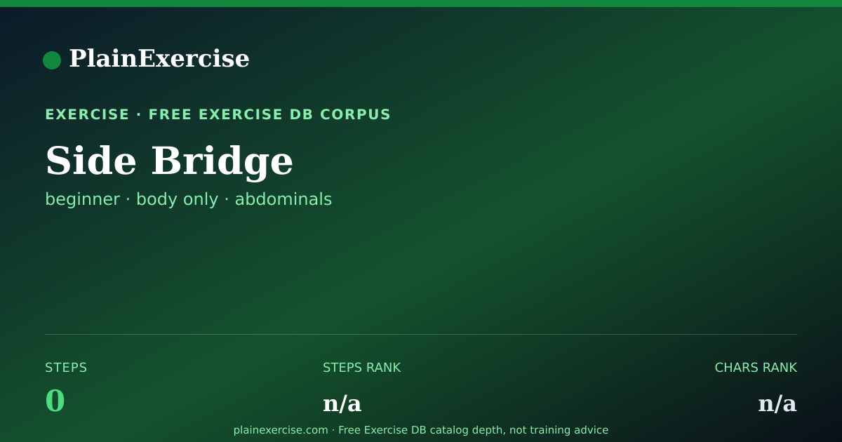 Shareable card for Side Bridge: how to, muscles, variations | PlainExercise
