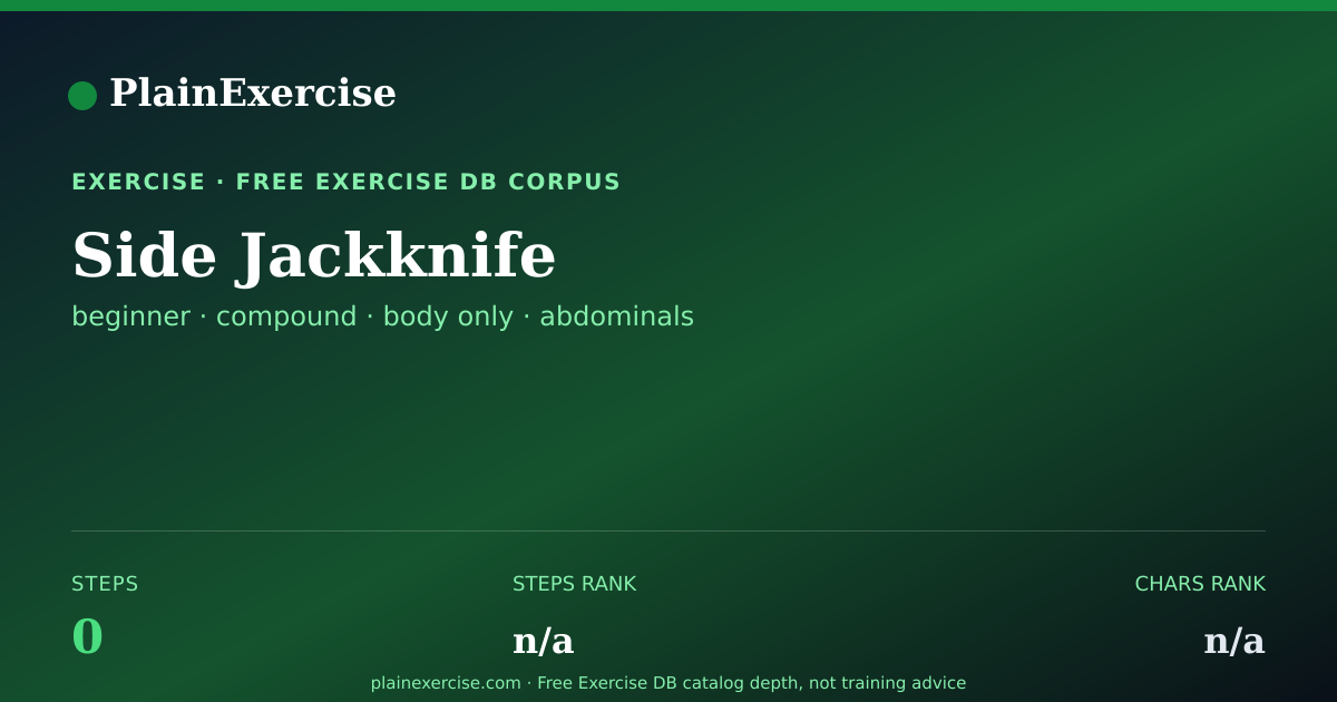 Shareable card for Side Jackknife: how to, muscles, variations | PlainExercise