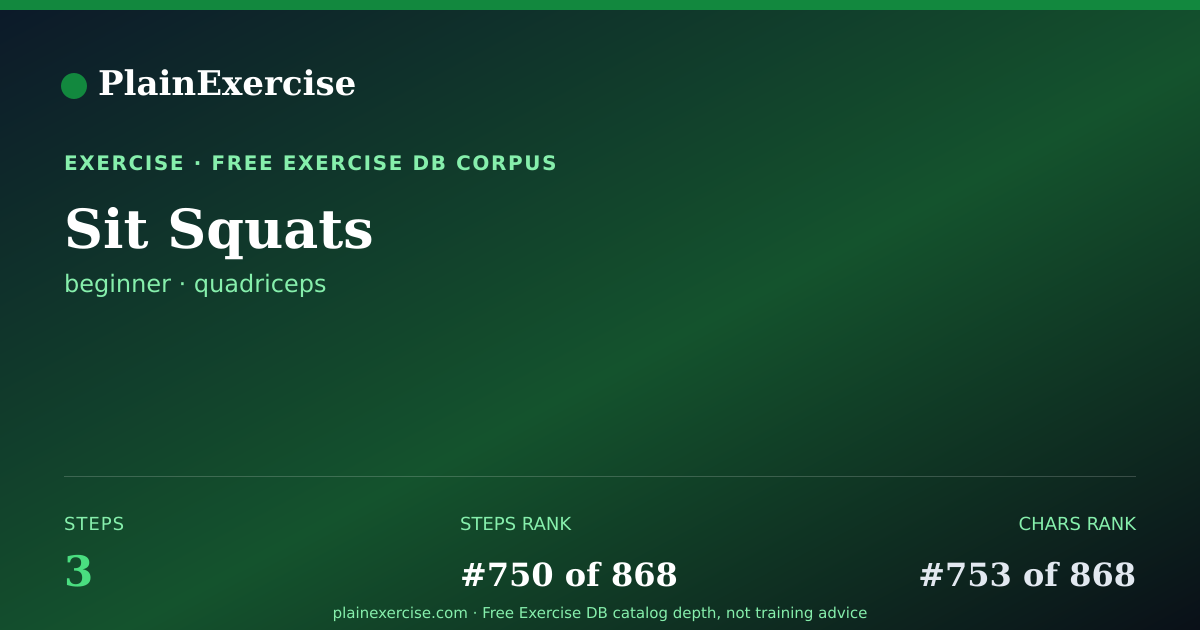Shareable card for Sit Squats: how to, muscles, variations | PlainExercise