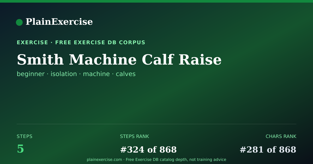 Shareable card for Smith Machine Calf Raise guide | PlainExercise