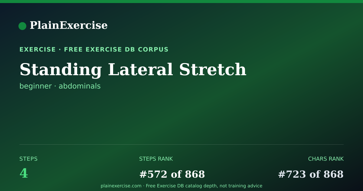 Shareable card for Standing Lateral Stretch guide | PlainExercise