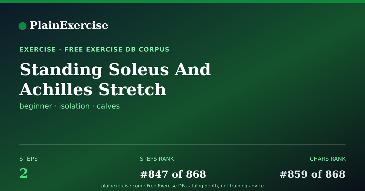 Shareable card for Standing Soleus And Achilles Stretch guide | PlainExercise