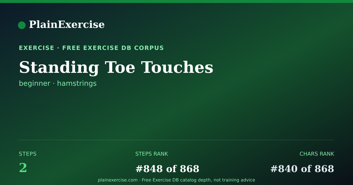 Shareable card for Standing Toe Touches guide | PlainExercise