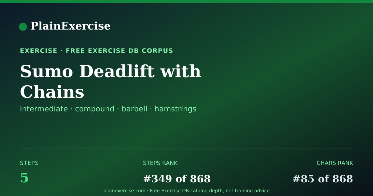 Shareable card for Sumo Deadlift with Chains guide | PlainExercise