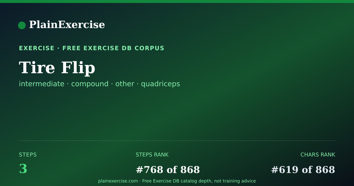 Shareable card for Tire Flip: how to, muscles, variations | PlainExercise