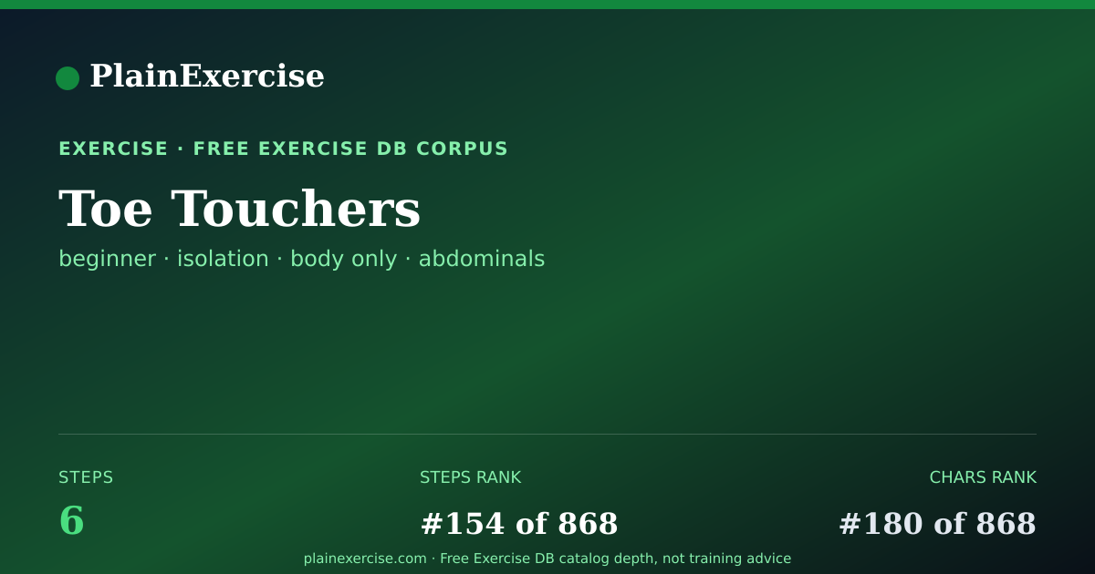 Shareable card for Toe Touchers: how to, muscles, variations | PlainExercise